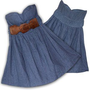 Strapless Linen Belted Sundress by BODY CENTRAL